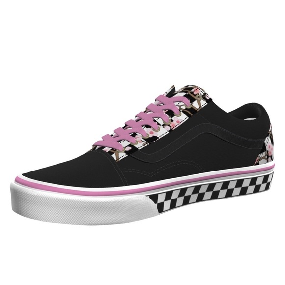 VANS • Customs Pink Cherry Blossom Old Skool Checkerboard Shoe - Picture 7 of 11